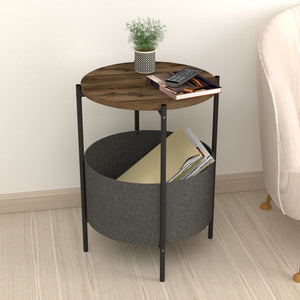 Beistelltisch Hofors 60x43cm Anthrazit / Eichenoptik, antik [en.casa]