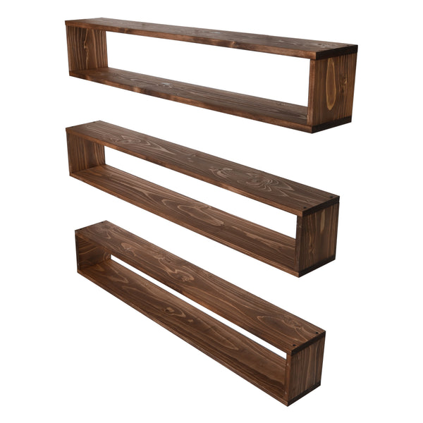 Lot de 3 étagères murales Næstved 100 x 14 x 18 cm pin lasuré [en.casa]