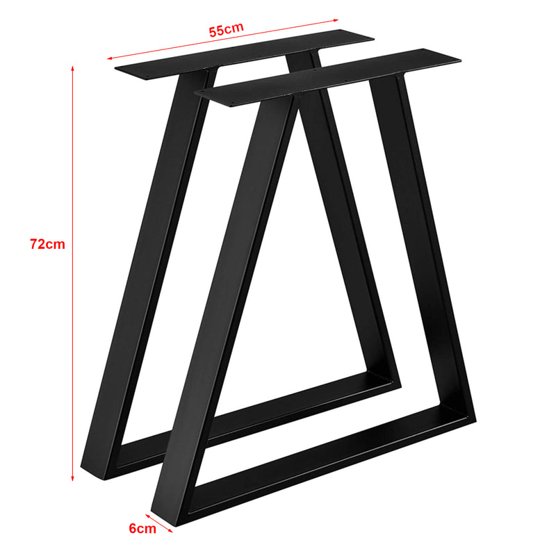 Croquis coté Set de 2 pieds de table Lyngby triangulaires en acier 72 x 55 x 6 cm [en.casa]