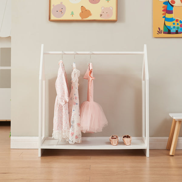 Portant à vêtements Langeskov de forme cabane pour enfant 78 x 75 x 35 cm blanc [en.casa]