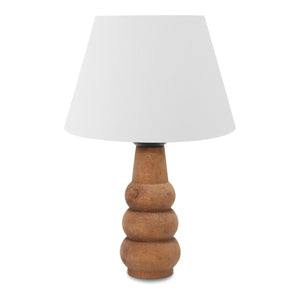 Lampada da Comodino 'Poole' Lampada da Tavolo con Stelo in Legno e Paralume a Cono in Tessuto - Bianco - lux.pro 