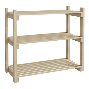 Scaffale Portascarpe 'Them' (AxLxP) 60 x 68 x 30 cm Scarpiera a 3 Ripiani Superfici a Doghe Scaffale Aperta in Legno di Pino [en.casa]