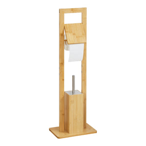Porte papier toilette sur pied Västerås avec brosse bambou [en.casa]