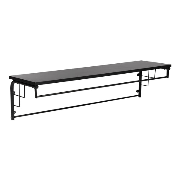 Portemanteau Ølstykke mural avec étagère de rangement 110 x 30 x 27 cm noir [en.casa]