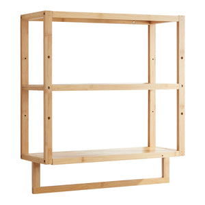 Scaffale da Parete Östra con Portasalviette 58,5 x 52 x 21 cm Bambù Naturale [en.casa] 