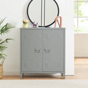 Casier de bureau métallique Oripää à 2 portes 90 x 80 x 33 cm gris foncé [en.casa]
