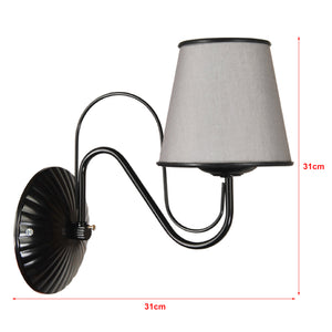 Applique 'Hampshire' a Braccio Curvo per Interni Lampada da Parete con Portalampada Nero e Paralume a Tronco di Cono Grigio - lux.pro