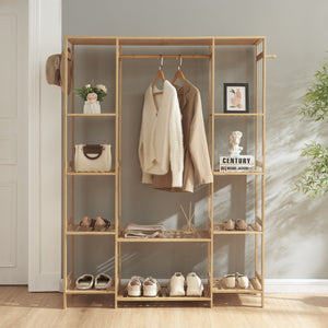 Portant à vêtements Ilomantsi bambou 165 x 122 x 35 cm naturel [en.casa]