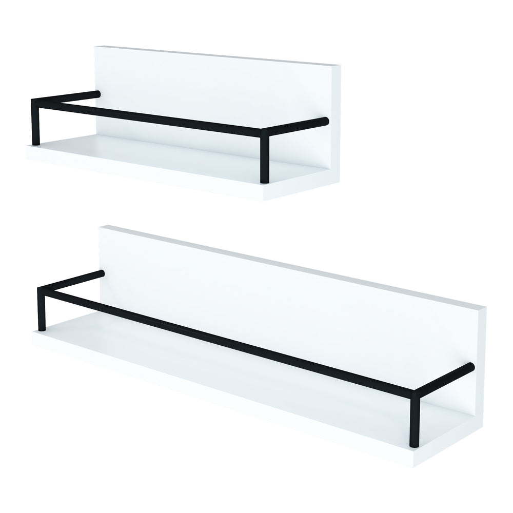 Mensola da parete Grue set da 2 Bianco/Nero [en.casa] - premiumXL