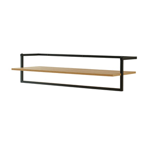 Barra Appendiabiti da Muro Evje con Piano di Appoggio 80 x 30 x 20 cm Effetto Legno / Nero [en.casa] 