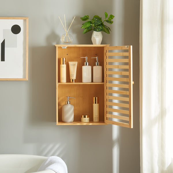 Armoire murale de salle de bain Järfälla bambou 55 x 37 x 16 cm naturel [en.casa]