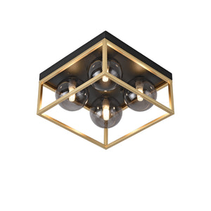 Plafonnier Widnes avec 4 douille G9 métal verre 15 x 28 x 28 cm noir or lux.pro
