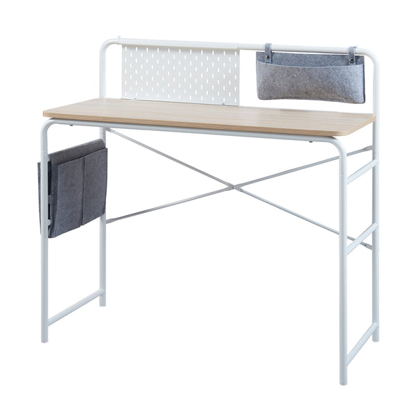 Bureau Dyrøy 98 x 98 x 46 cm blanc effet chêne gris [en.casa]