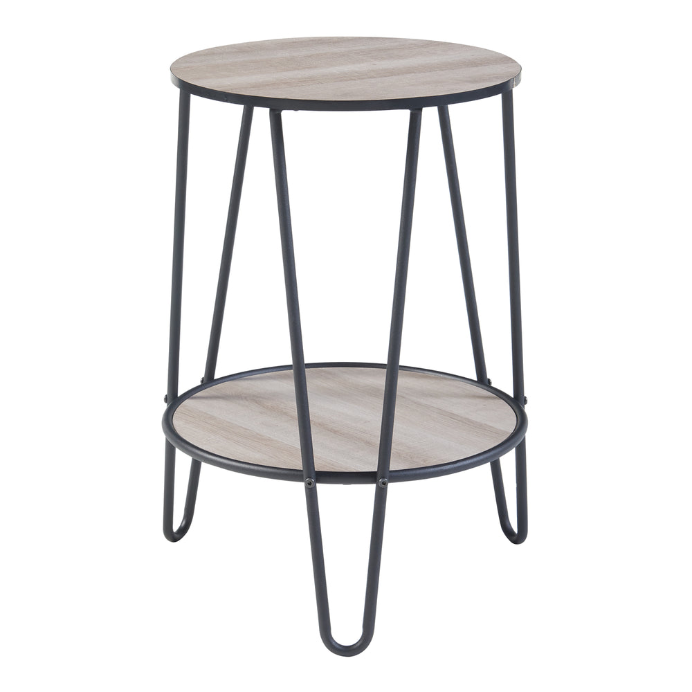 Table d’appoint Ylöjärvi avec 2 étagères Noir/Chêne - Aspect [en.casa] - premiumXL