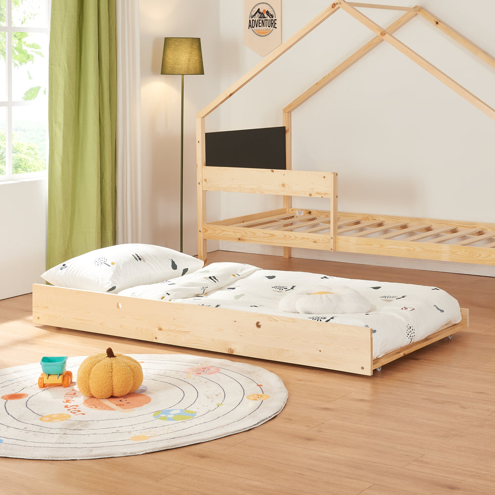 Letto casetta Sodankylä 90x200cm con letto estraibile in legno di pino naturale [en.casa] - premiumXL