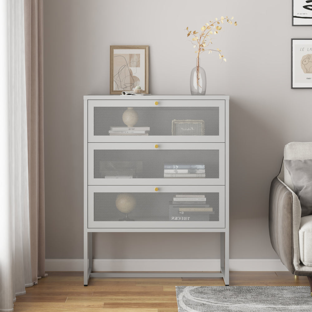 Armadio da ufficio Sund con 3 cassetti 105x80x40 cm grigio [en.casa] - premiumXL