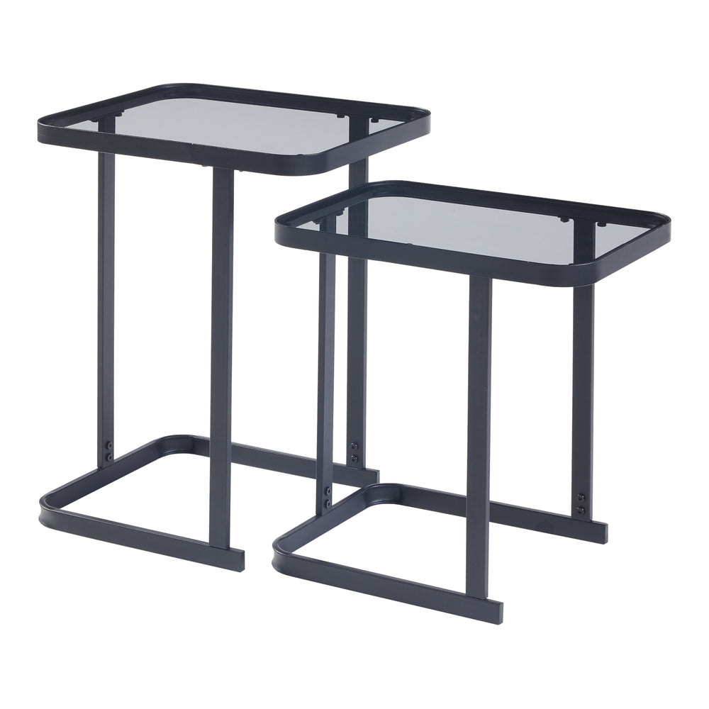 Tavolino Laxå set da 2 vetro e metallo nero [en.casa] - premiumXL