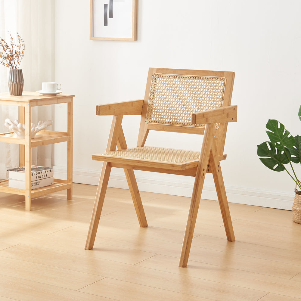 Chaise de salle à manger Asikkala 79x50x50cm aspect bambou/rotin [en.casa] - premiumXL