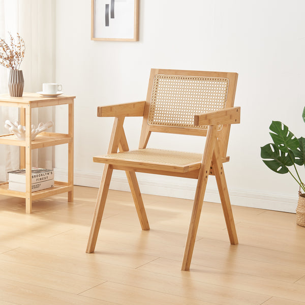 Chaise de salle à manger Asikkala bambou rotin 79 x 50 x 50 cm naturel [en.casa]