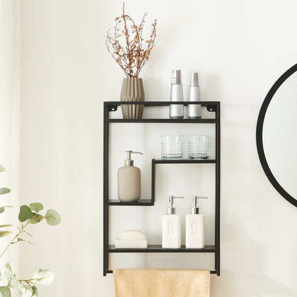 Wandregal Uurainen 60x40x13 cm Schwarz [en.casa]
