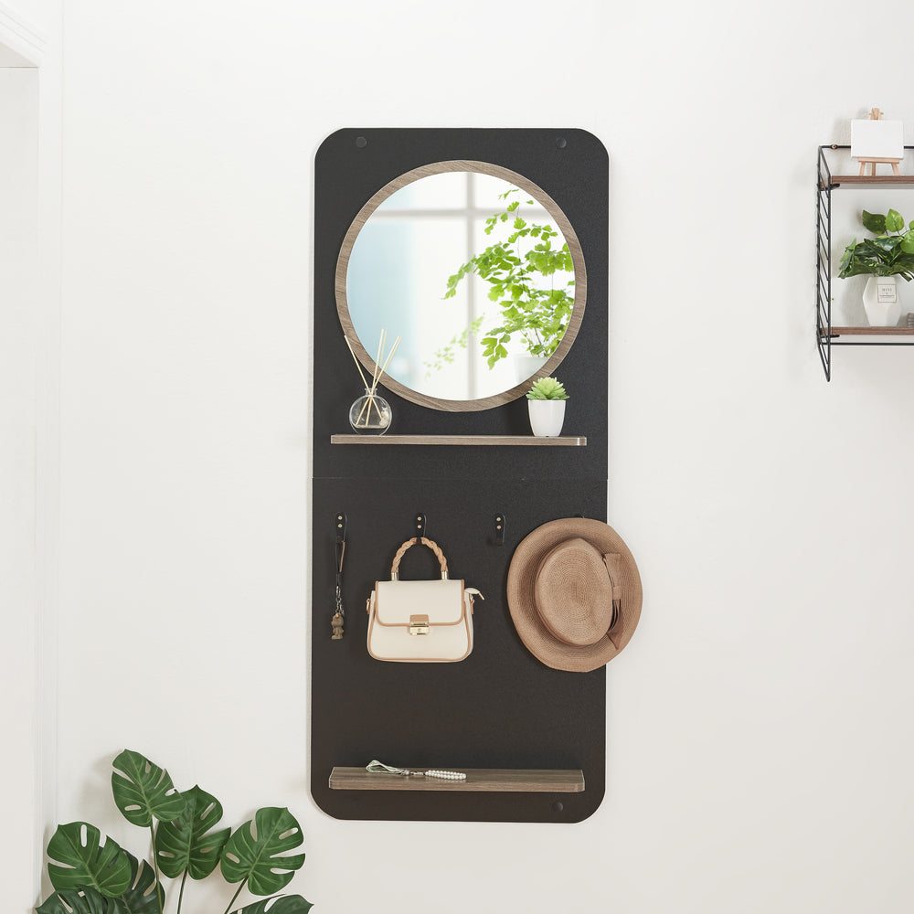 Pannello appendiabiti Helsinge con specchio 140x60x16 cm [en.casa] - premiumXL