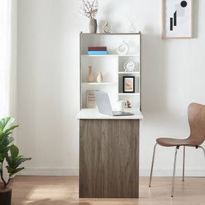 Bureau mural pliant Greve 72 x 77 x 59 cm blanc effet bois [en.casa]