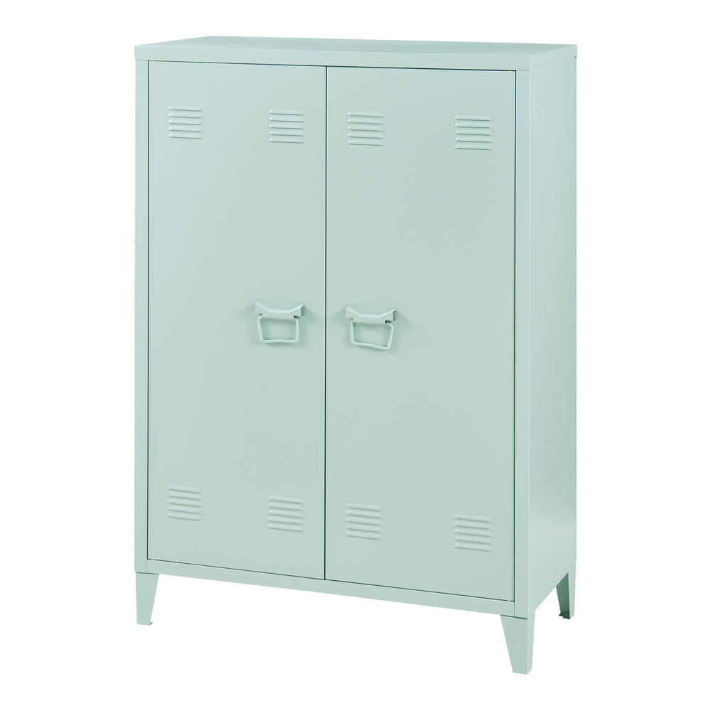 Casier de bureau métallique Oripää à 2 portes 110 x 75 x 33 cm vert pastel [en.casa]