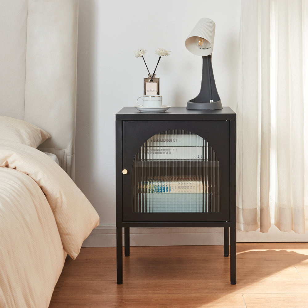 Table de chevet Karlskrona 60x42,5x40 cm noir, mat [en.casa] - premiumXL