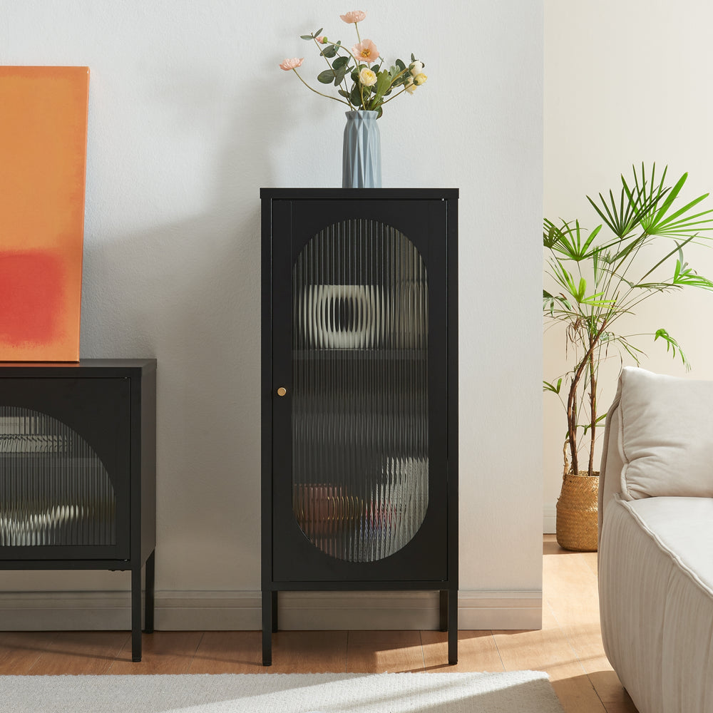 Armoire d’appoint Karlskrona 102x43x40 cm noir, mat [en.casa] - premiumXL
