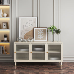 Meuble TV Lindau 120 x 40 x 59 cm blanc crème [en.casa]