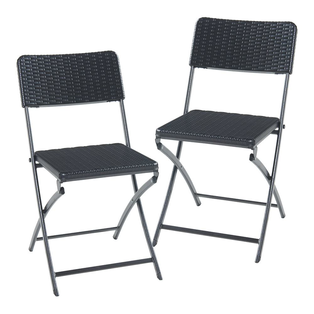 Set de chaises pliantes Mark 2 - pièces aspect rotin, noir [en.casa] - premiumXL