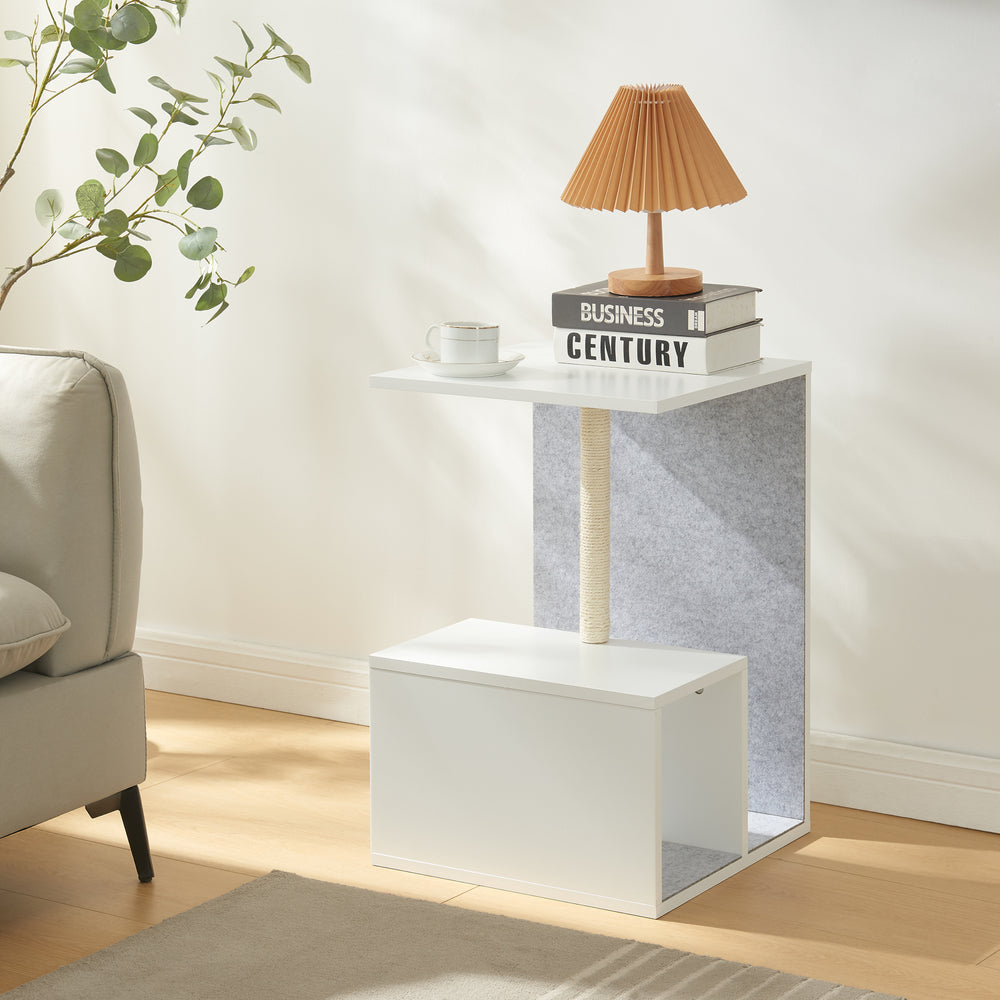 Tavolino con colonna tiragraffi Masfjorden Bianco [en.casa] - premiumXL