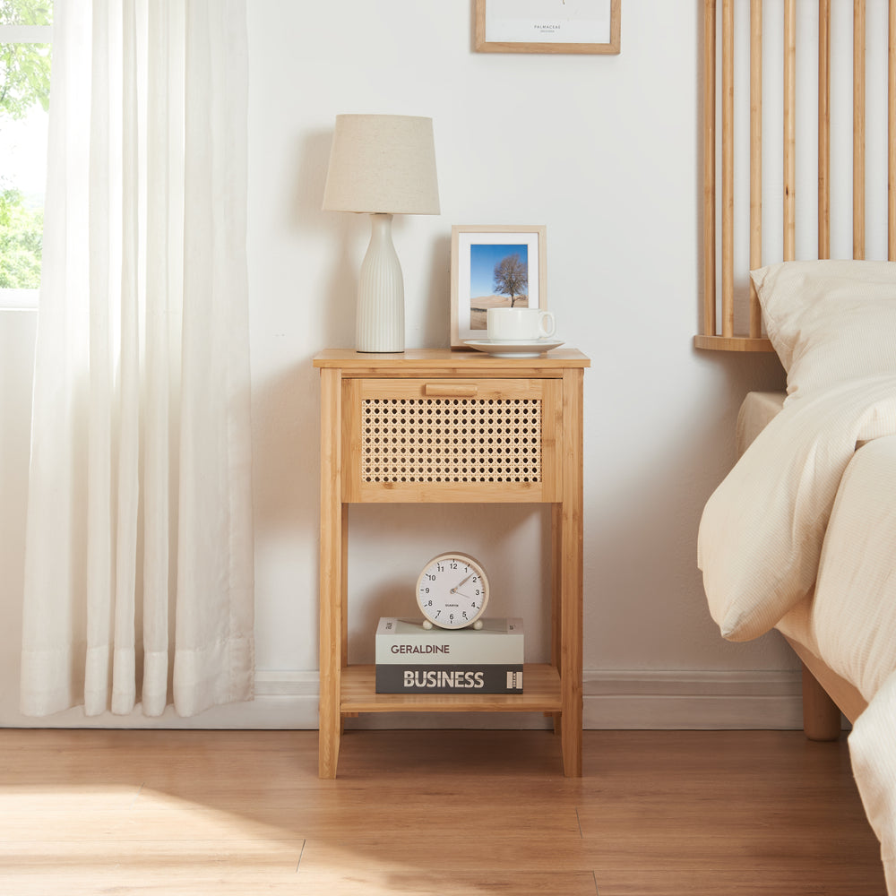 Comodino Leirfjord 60x40x35 cm bambù naturale [en.casa] - premiumXL