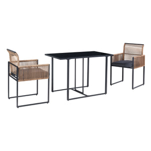 Ensemble de meubles de jardin 3 pièces Accadia noir marron gris casa.pro