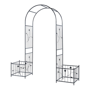 Arche à rosiers avec jardinières Barisciano acier 220 x 202 x 50 cm noir casa.pro