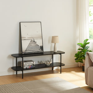 Meuble TV Samnanger acier panneau de particules 120 x 40 x 45 cm noir [en.casa]