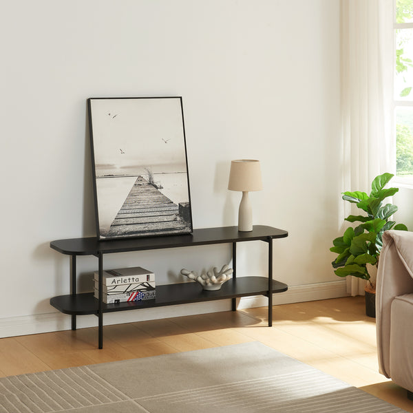 Meuble TV Samnanger acier panneau de particules 120 x 40 x 45 cm noir [en.casa]
