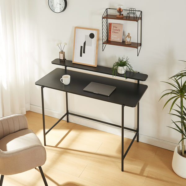 Scrivania Samnanger con Ripiano in Alto 120 x 55 x 88 cm -  Nero [en.casa]