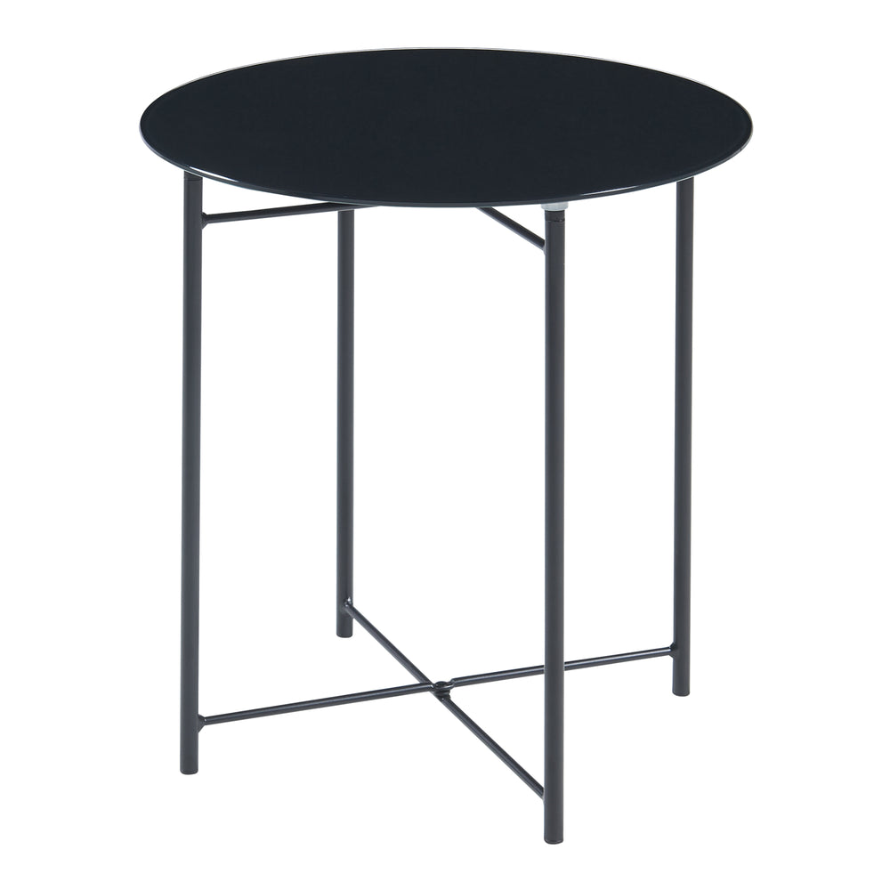Tavolino Ödeshög con piano in vetro 45xØ42cm nero [en.casa] - premiumXL