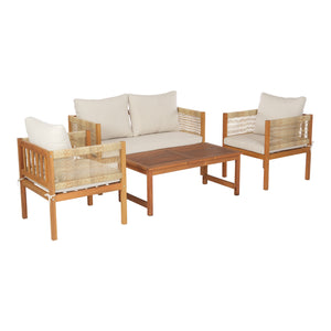 Salon de jardin 4 pièces Cannole bois d'acacia naturel beige casa.pro