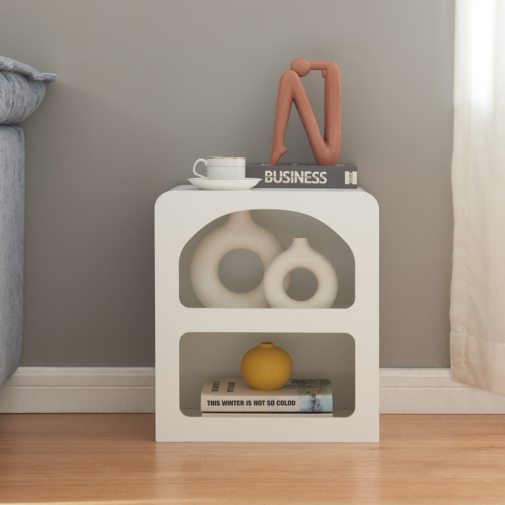 Tavolino Vågå 45x40x30 cm bianco [en.casa] - premiumXL