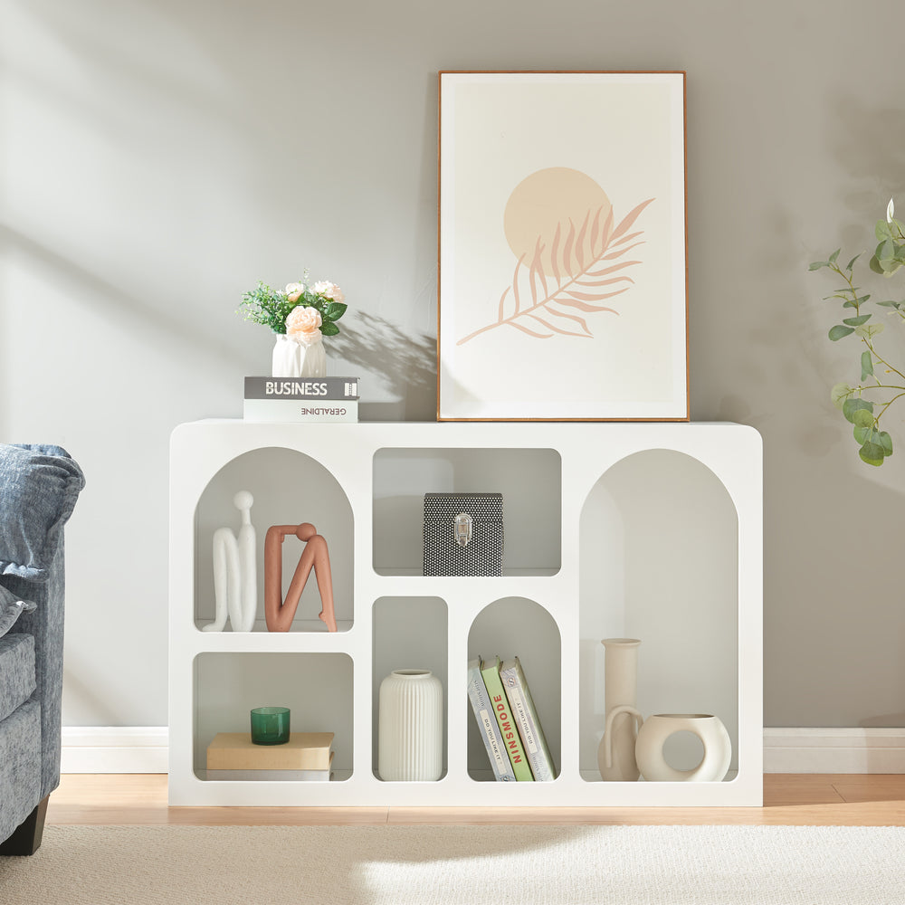 Buffet Vågå avec compartiments ouverts 110x30x70 cm blanc [en.casa] - premiumXL