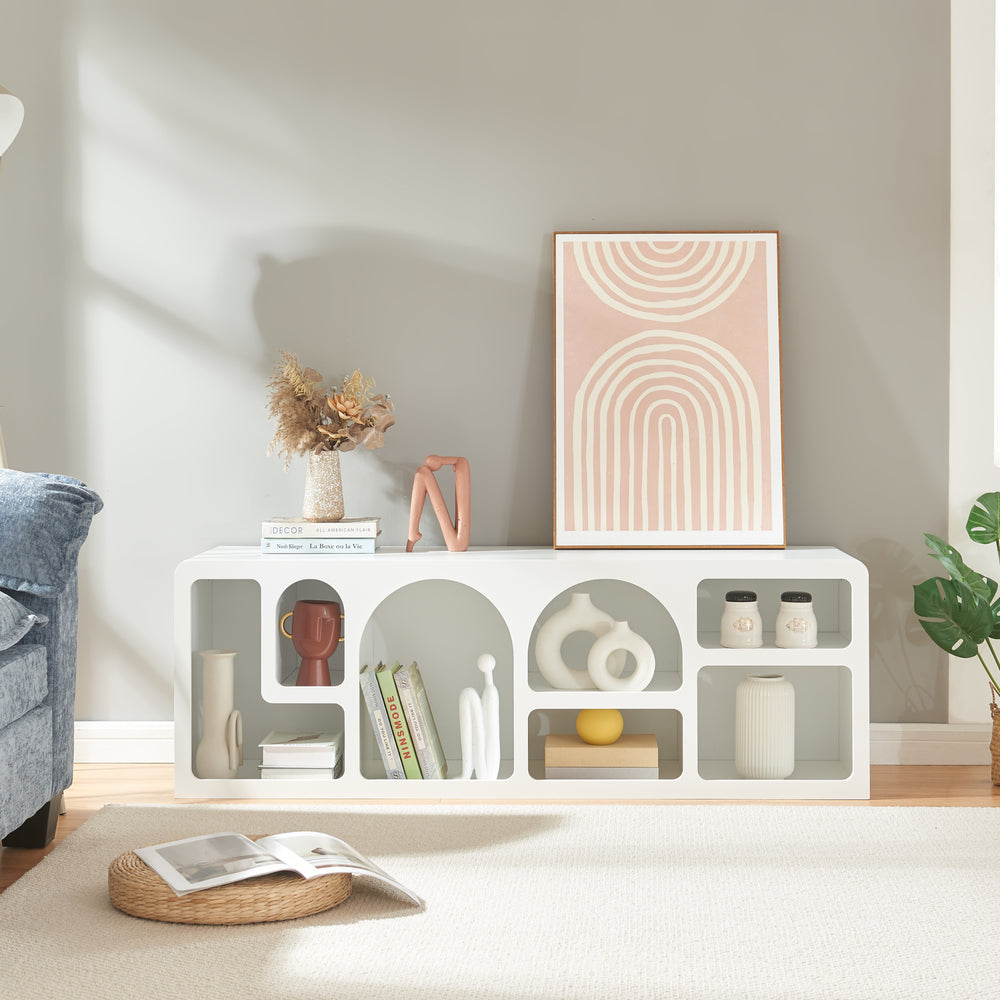 Tavolino TV Vågå 140x40x48 cm bianco [en.casa] - premiumXL
