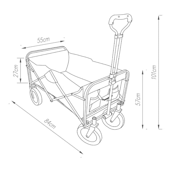 Chariot de jardin Stenlille pliable capacité de charge 80 kg noir pro.tec