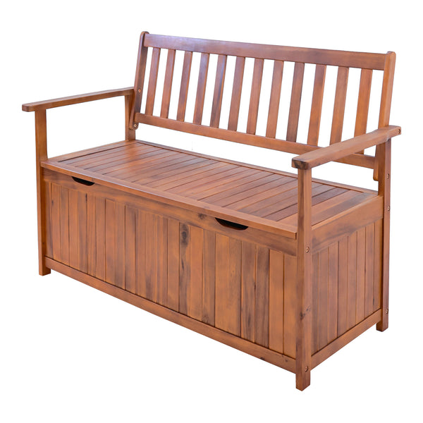 Banc de jardin Avezzano bois d'acacia 130 x 60 x 88 cm naturel Certifié FSC® [en.casa]
