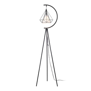 Lampada da Terra Austell Paralume Pendente in Gabbia a Diamante Tripode Nero lux.pro