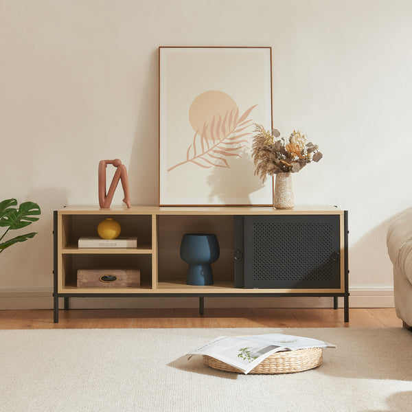 Meuble TV Tysnes 120 x 40 x 45 cm effet chêne noir [en.casa]