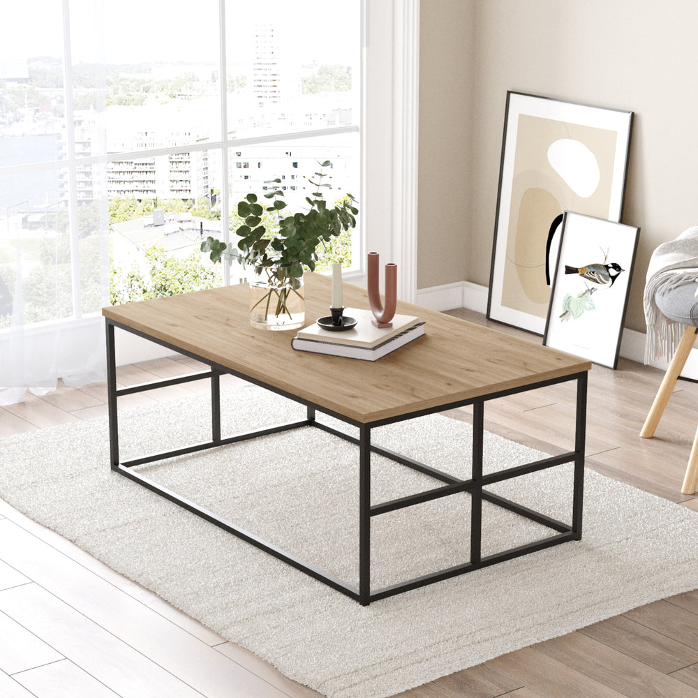 Tavolino da salotto Velendi 100x60x40 cm effetto rovere/nero [en.casa] - premiumXL