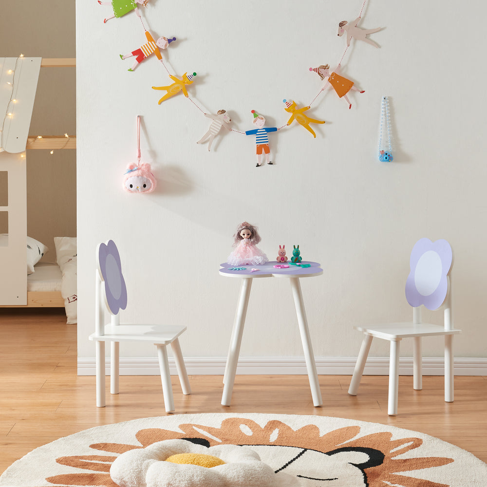 Set bambini Simrishamn con fiori - Design bianco/viola [en.casa] - premiumXL