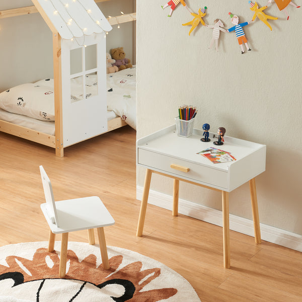 Ensemble de bureau et chaise pour enfants Skjervøy naturel blanc [en.casa]